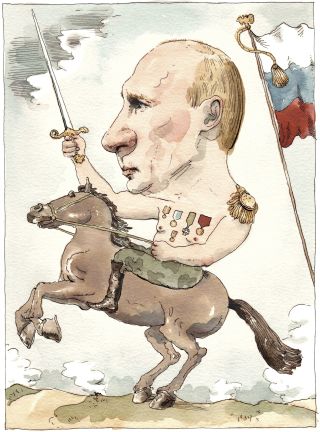 At first, Putin had little interest in ideology. Then a vision emerged of a Eurasian Russian imperium, fending off Western decay. CREDIT ILLUSTRATION BY BARRY BLITT.